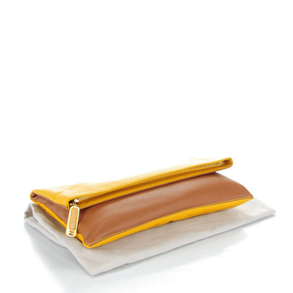 Fendi Vitello Foldover Clutch Yellow Brown 4 of 8