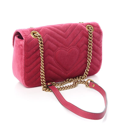 Gucci Velvet Matelasse Small GG Marmont Shoulder Bag Light Raspberry Rose 2 of 9