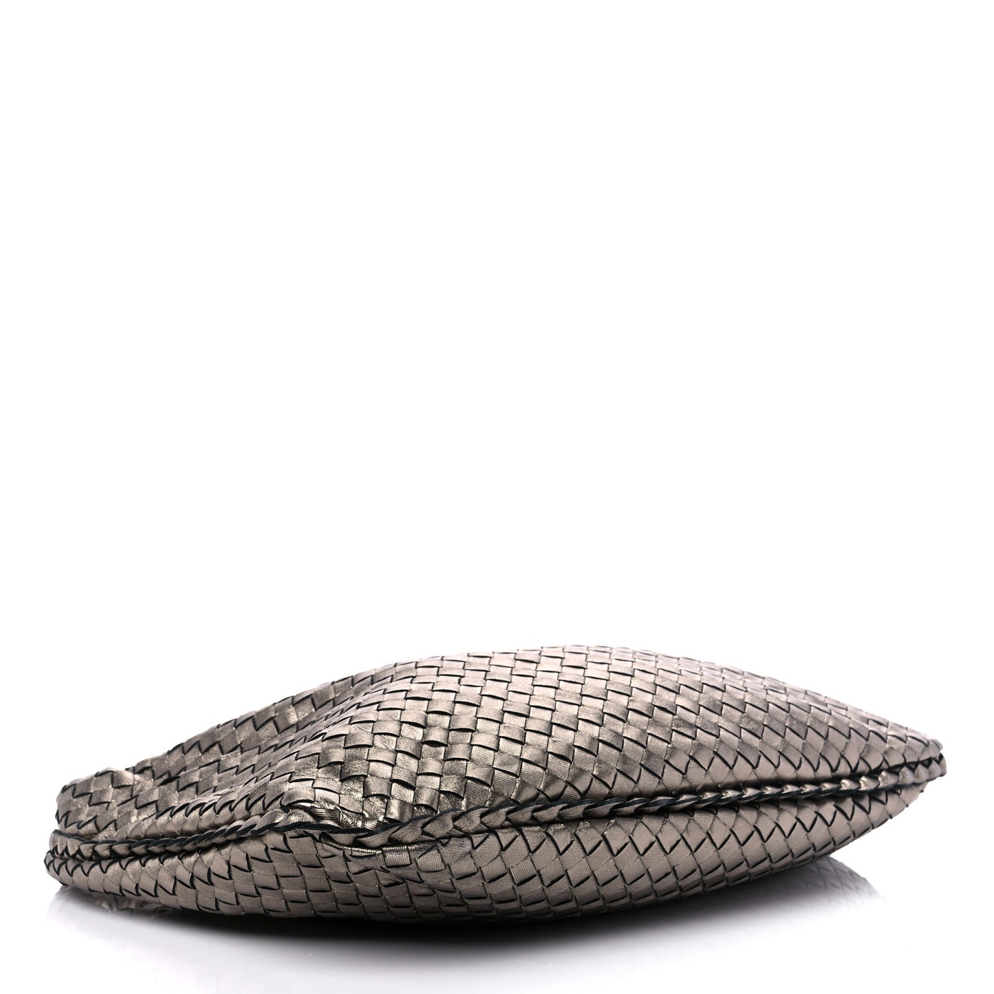 Metallic Nappa Intrecciato Medium Veneta Hobo Pewter