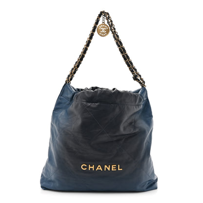 Chanel Shaded Calfskin Quilted Chanel 22 Blue Dark Blue 1 of 15