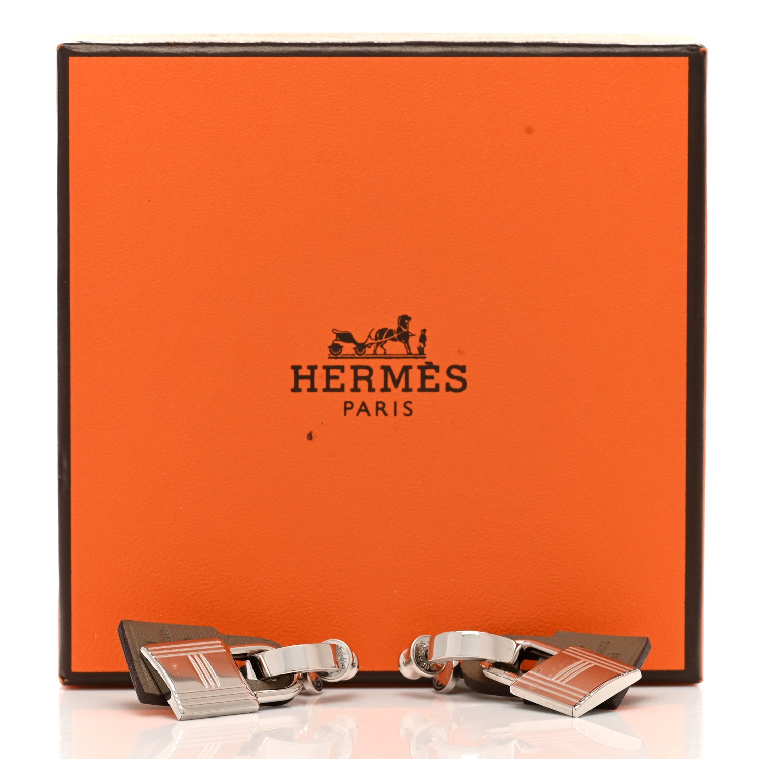 Hermes Palladium Swift O'Kelly Earrings Etoupe 5 of 5