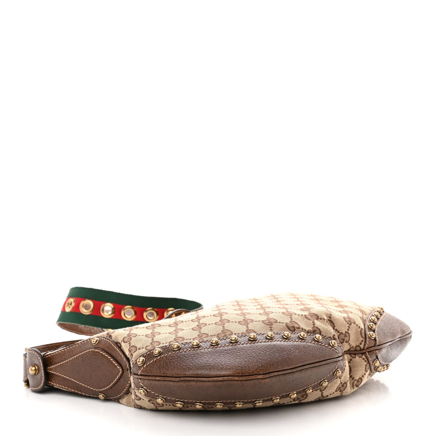 Monogram Web Studded Pelham Shoulder Bag Dark Brown
