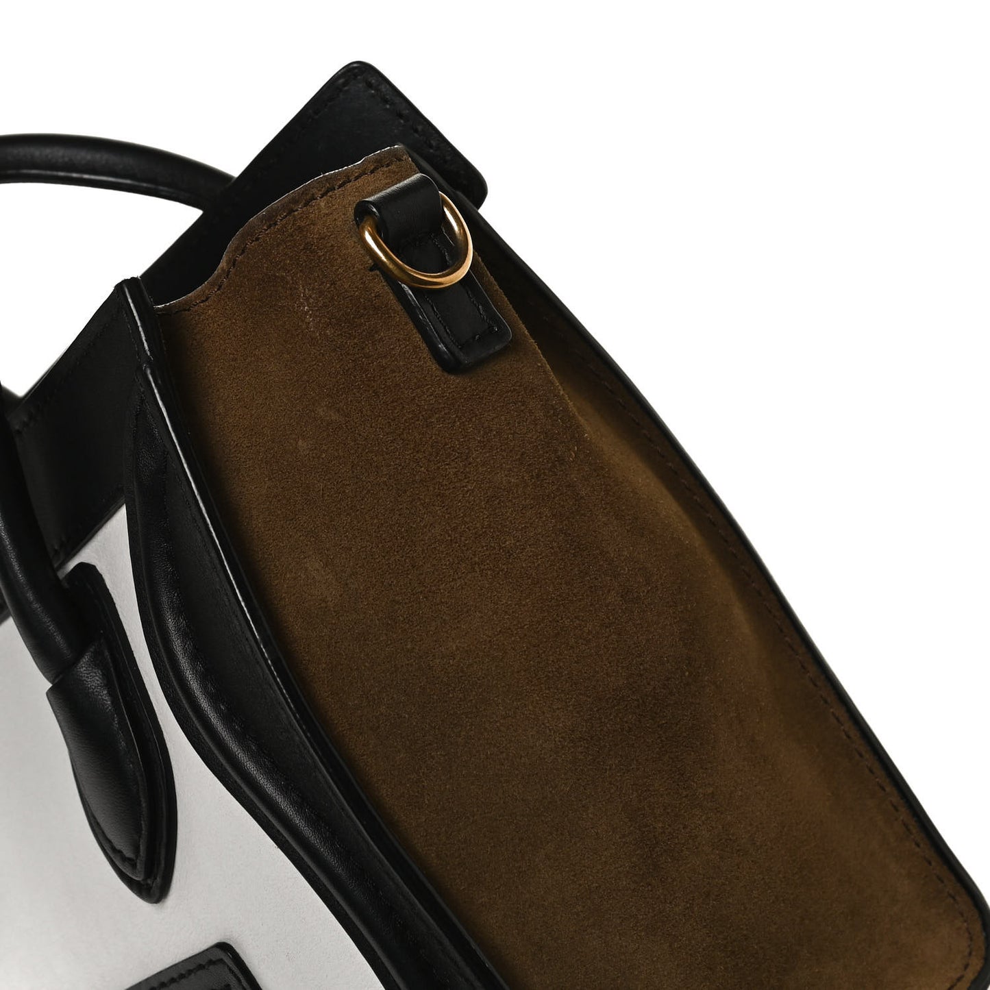 Smooth Calfskin Suede Nano Tri-Color Luggage White