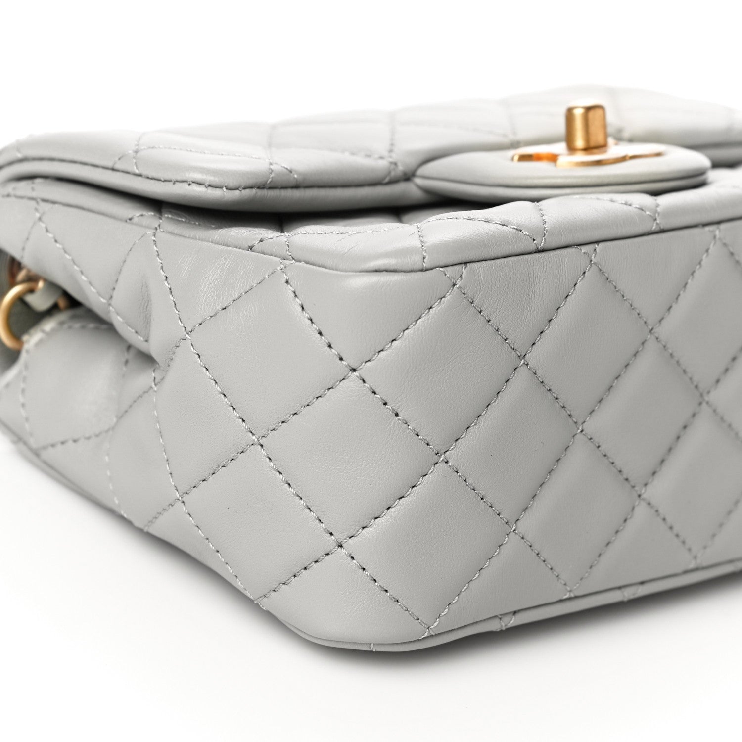 Chanel Lambskin Quilted Mini Pearl Crush Flap Light Grey 8 of 10