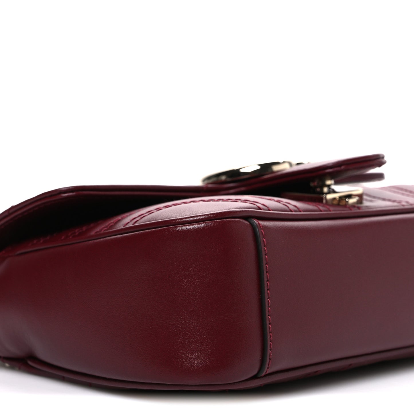 Calfskin Matelasse Mini GG Marmont Shoulder Bag Rosso Ancora