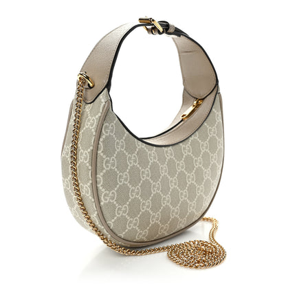 Gucci GG Supreme Monogram Textured Dollar Calfskin Mini Retro Interlocking G Half Moon Bag Beige Mystic White Oatmeal 3 of 10