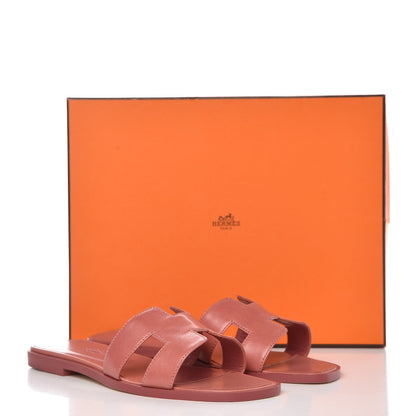 Hermes Goatskin Oran Sandals 37 Rouge Blush 9 of 9