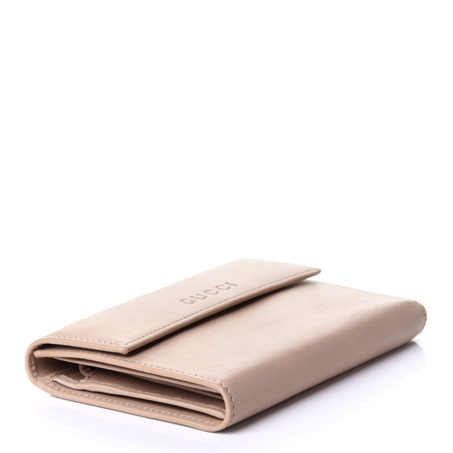 Calfskin Continental Flap Wallet Beige