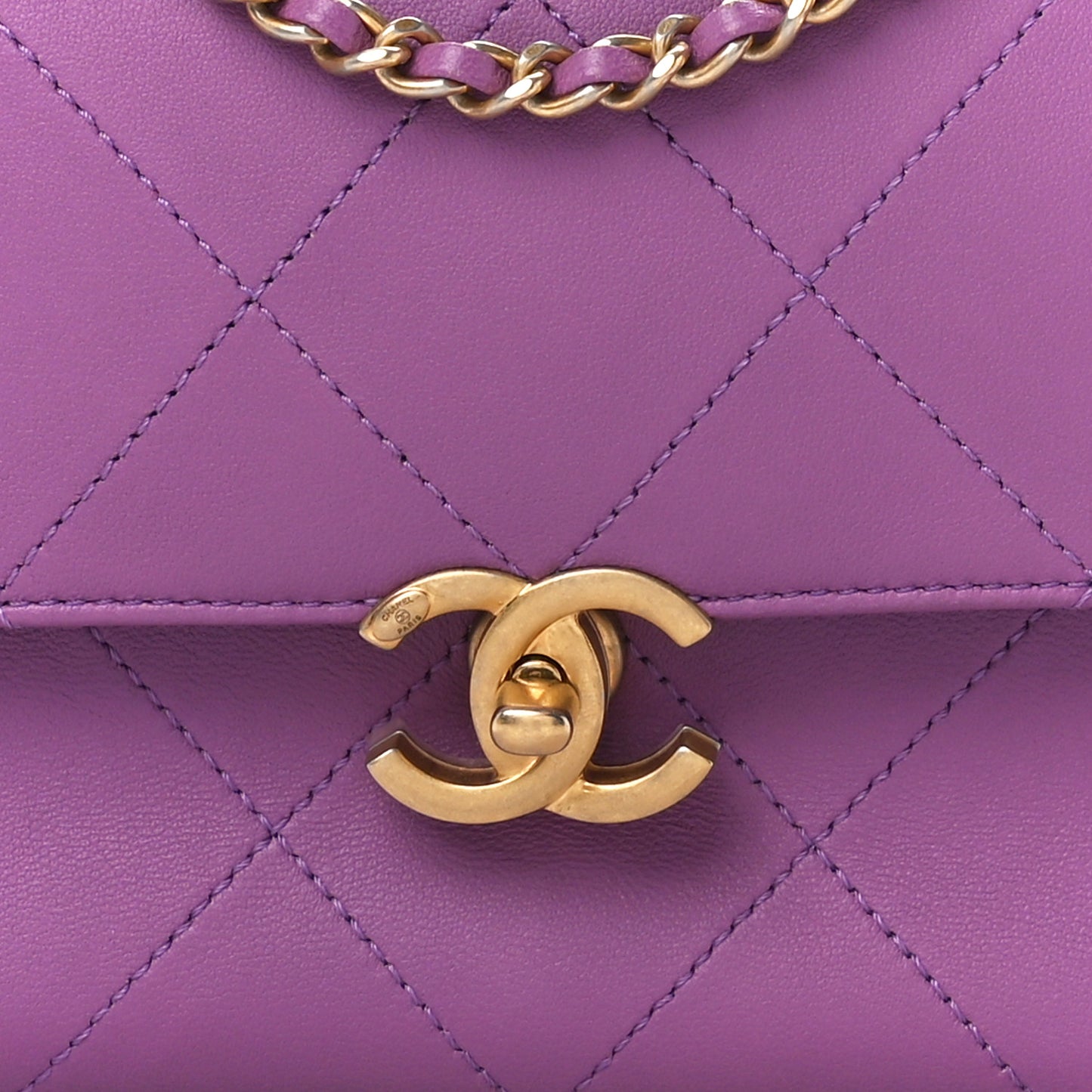 Lambskin Sleek And Chic Flap Purple