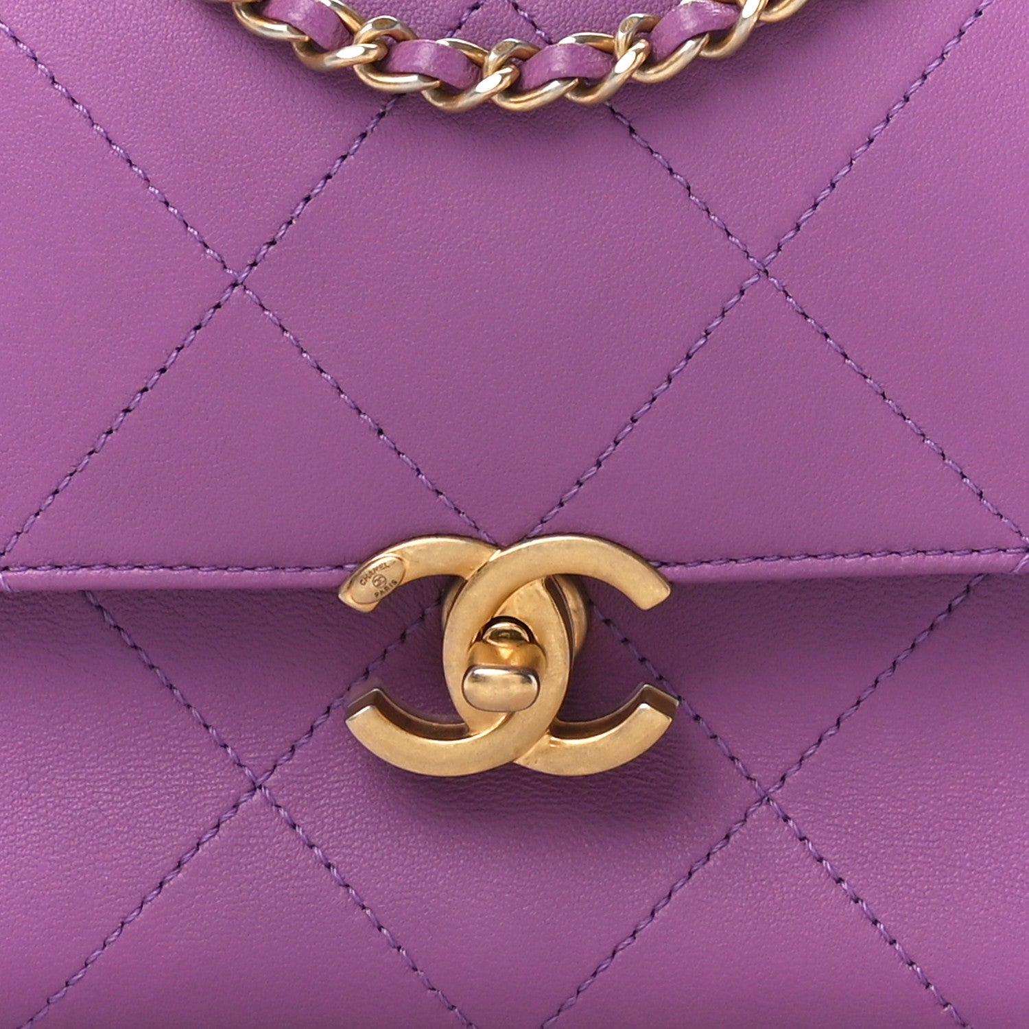 Chanel Lambskin Sleek And Chic Flap Purple 8 of 10