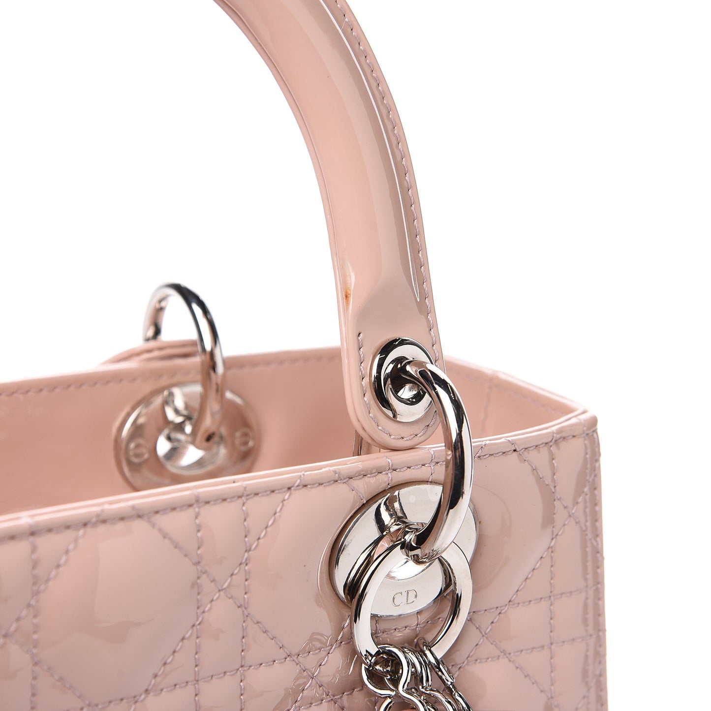 Patent Cannage Medium Lady Dior Rose Clair