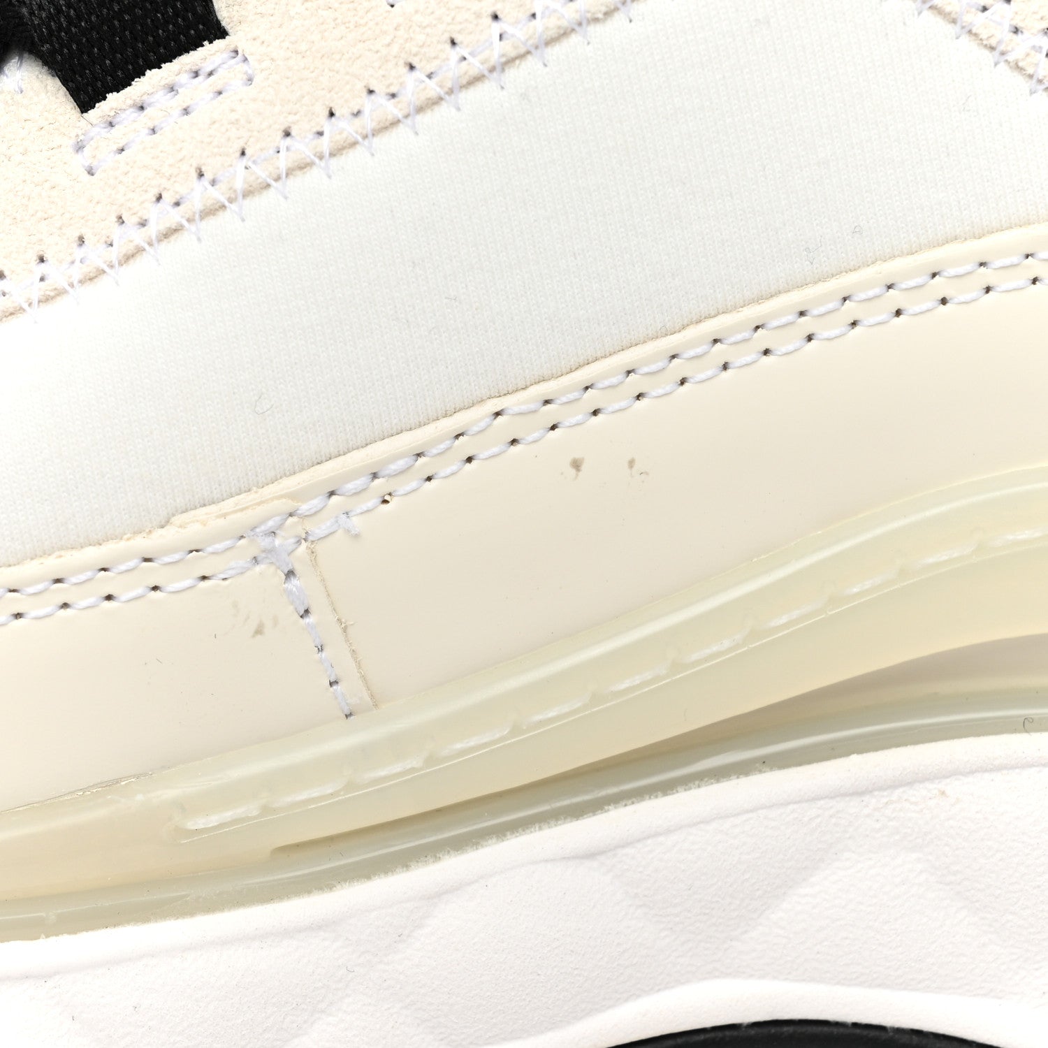 Chanel Velvet Calfskin Mixed Fibers CC Sneakers 38.5 Ivory Black 10 of 11