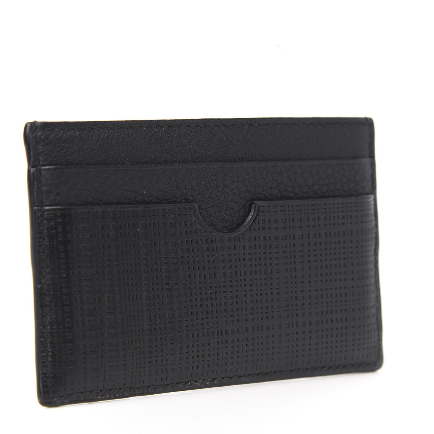 Calfskin Embossed Puzzle Plain Card Holder Black