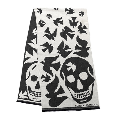 Alexander McQueen Wool Skull Bird Stole Scarf Black 2 of 8