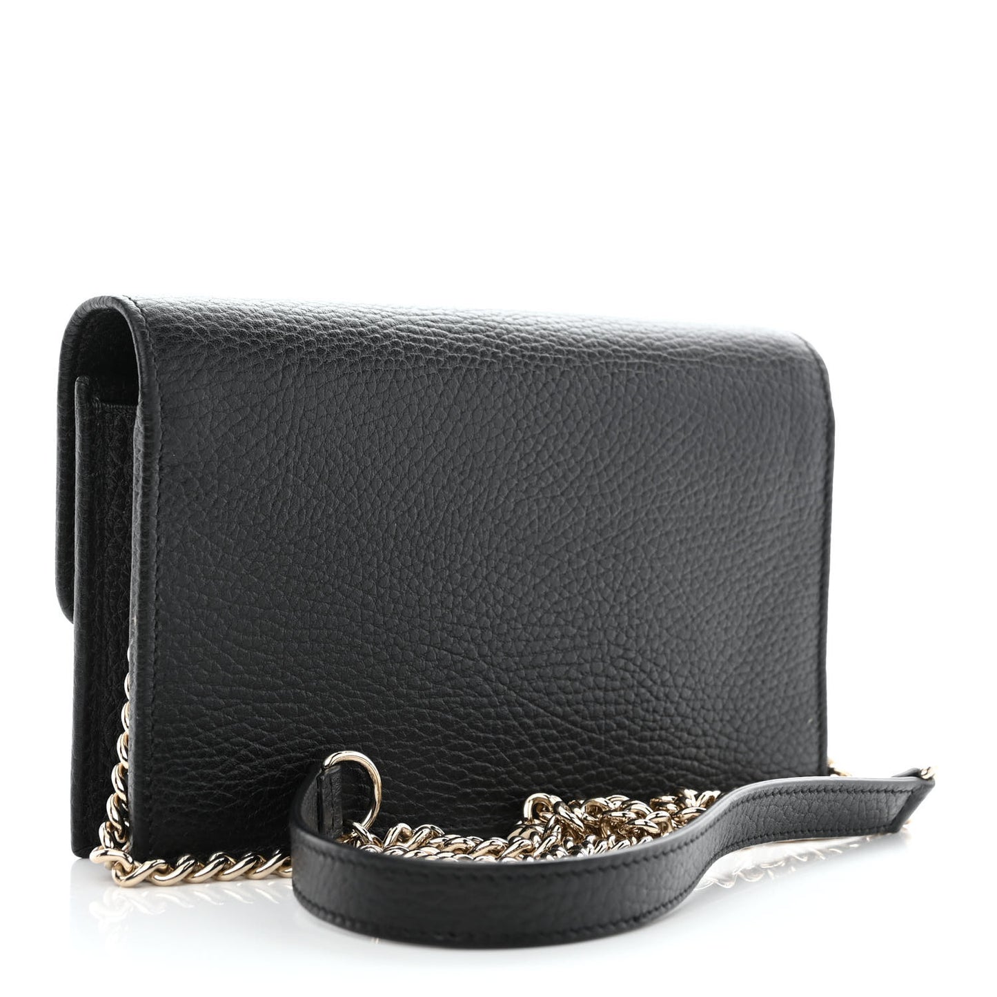 Dollar Calfskin Interlocking G Chain Wallet Black