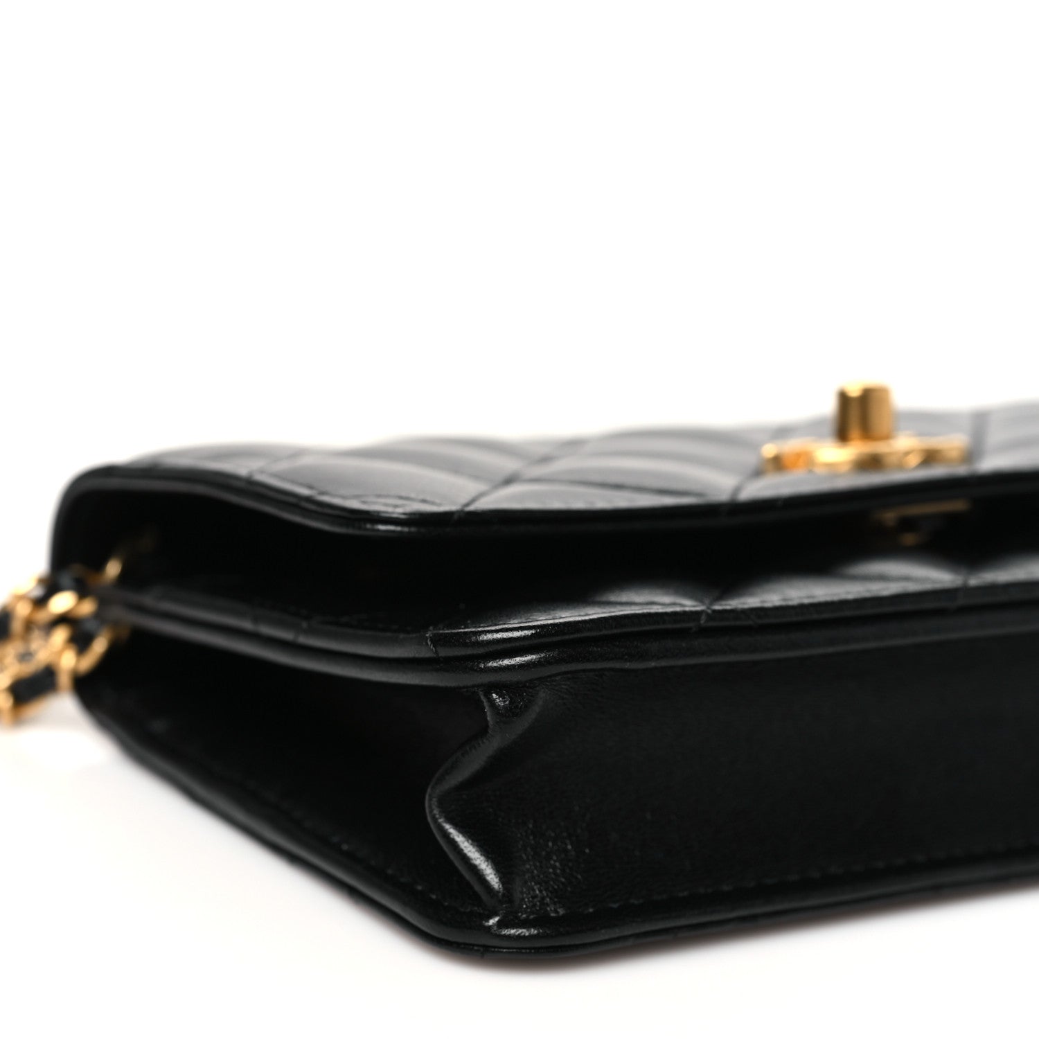 Chanel Lambskin Quilted Logo WOC Wallet On Chain Black 10 of 12