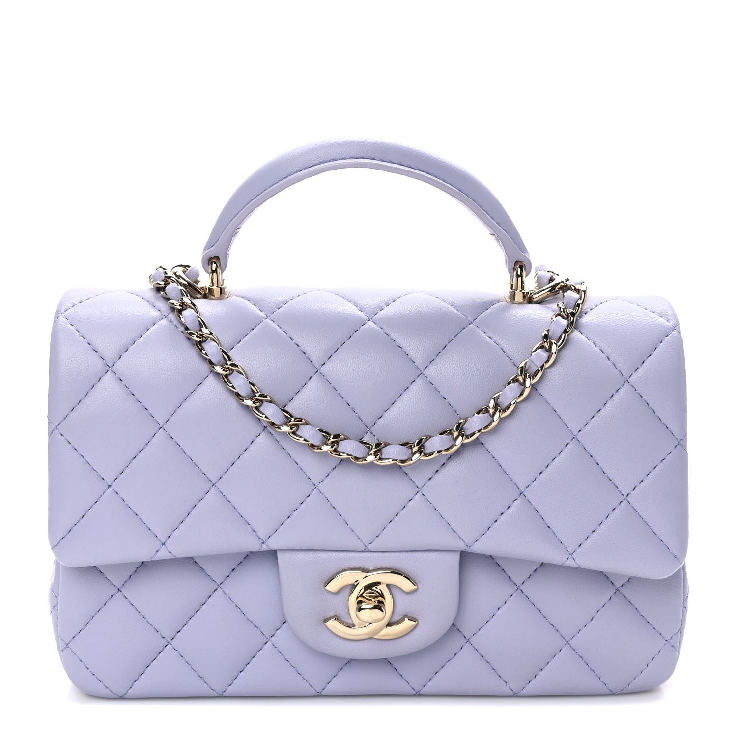 Chanel Lambskin Quilted Mini Top Handle Rectangular Flap Light Purple 1 of 10