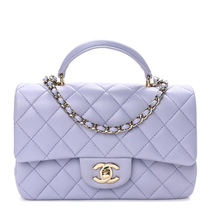 Chanel Lambskin Quilted Mini Top Handle Rectangular Flap Light Purple 1 of 10