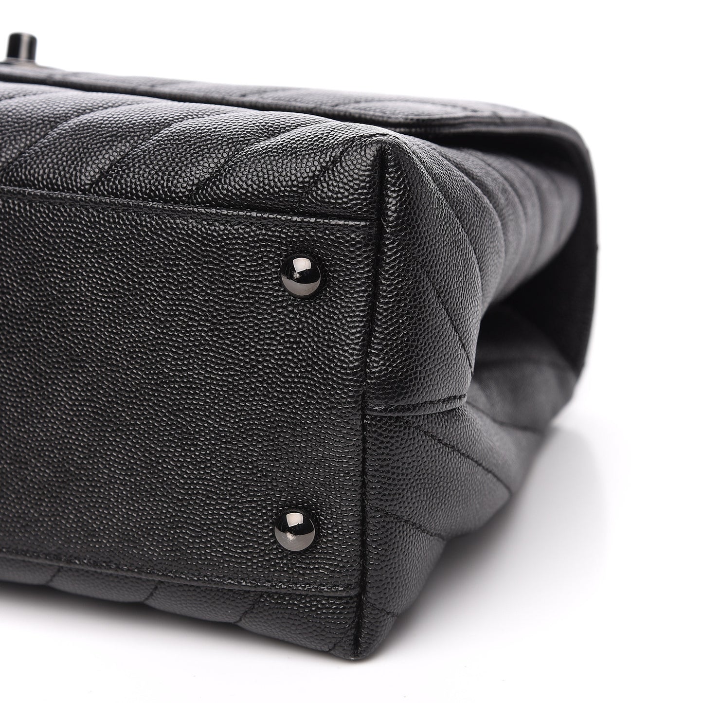 Caviar Chevron Quilted Small Coco Handle Flap So Black