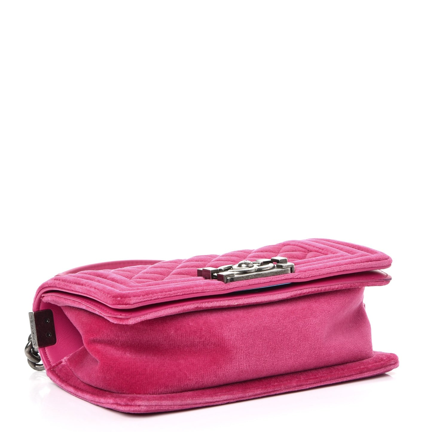 Velvet Quilted Small Boy Flap Fuchsia