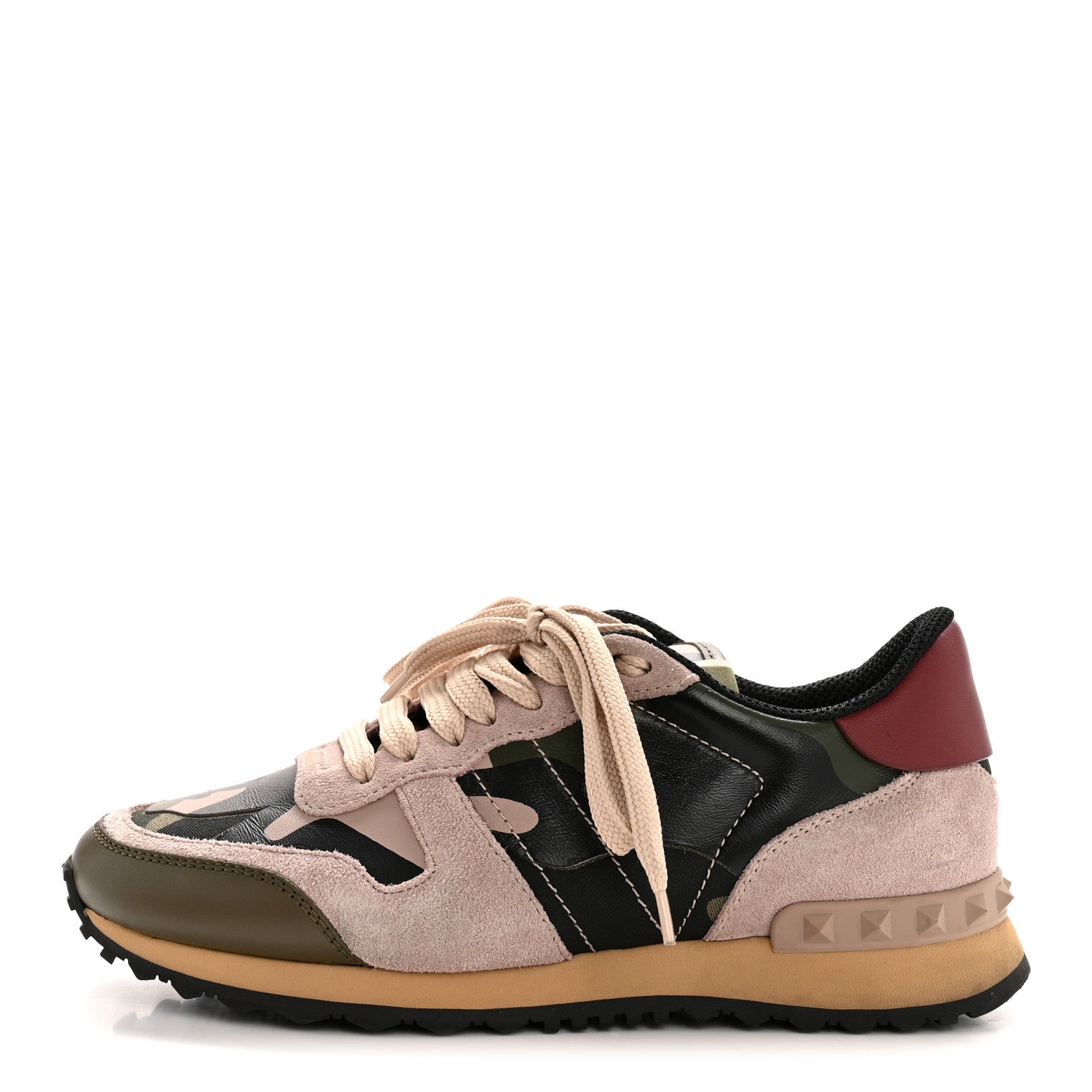 Valentino Garavani Nappa Suede Camouflage Womens Rockrunner Sneakers 35.5 Army Green 1 of 11