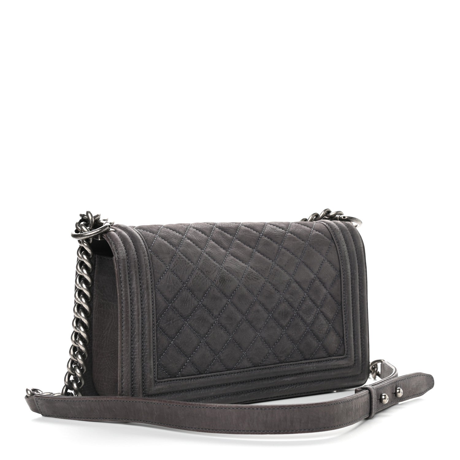 Chanel Nubuck Quilted Medium Boy Flap Grey 3 of 15