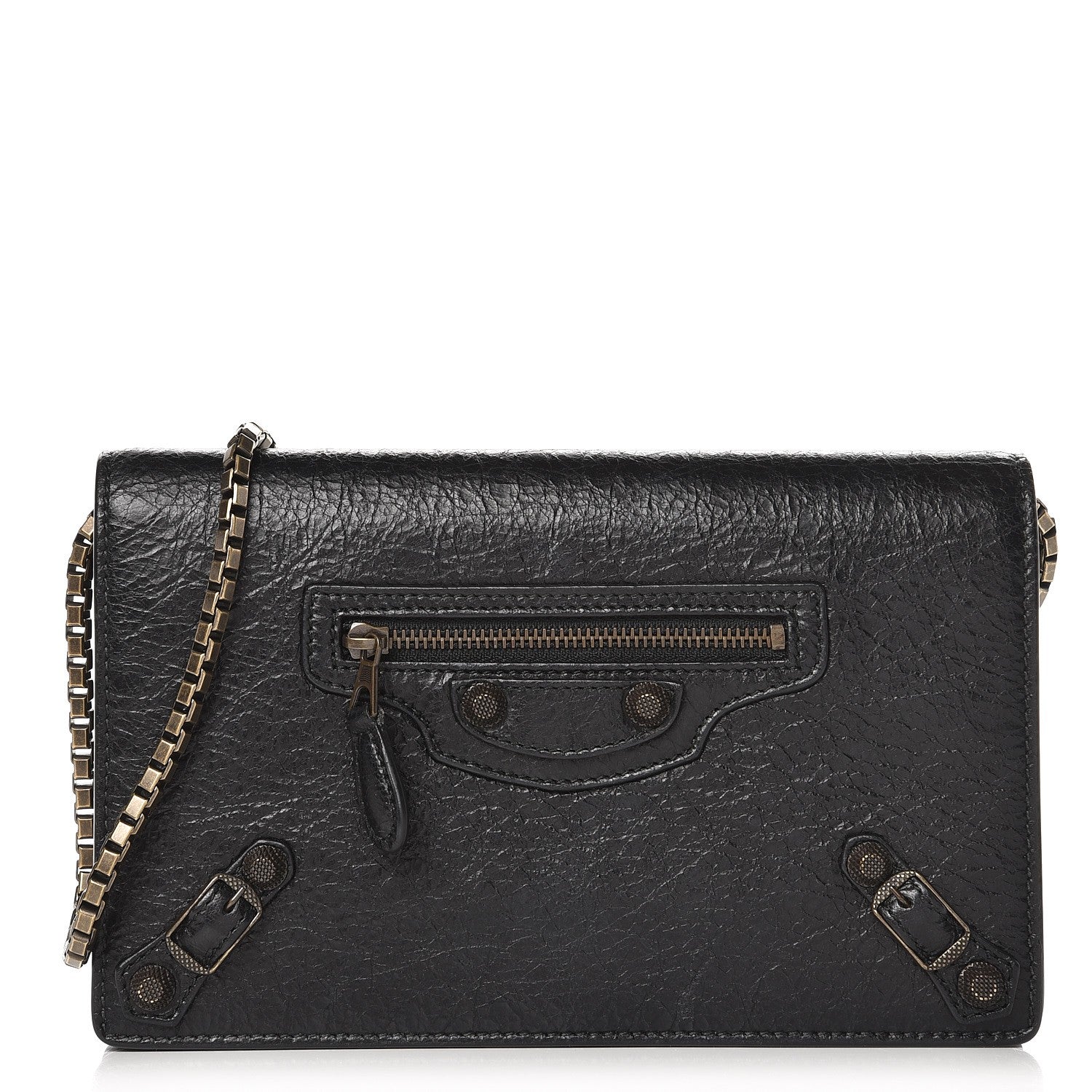 Balenciaga Agneau Giant 12 Brass Wallet On Chain Black 1 of 7