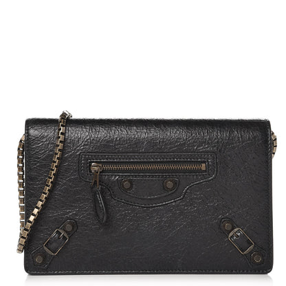 Balenciaga Agneau Giant 12 Brass Wallet On Chain Black 1 of 7