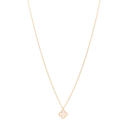 Van Cleef & Arpels 18K Yellow Gold Mother of Pearl Sweet Alhambra Pendant Necklace 1 of 6