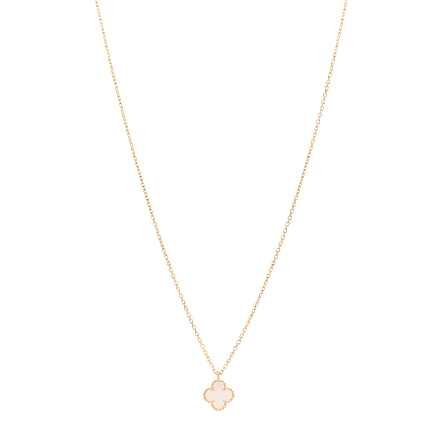 Van Cleef & Arpels 18K Yellow Gold Mother of Pearl Sweet Alhambra Pendant Necklace 1 of 6