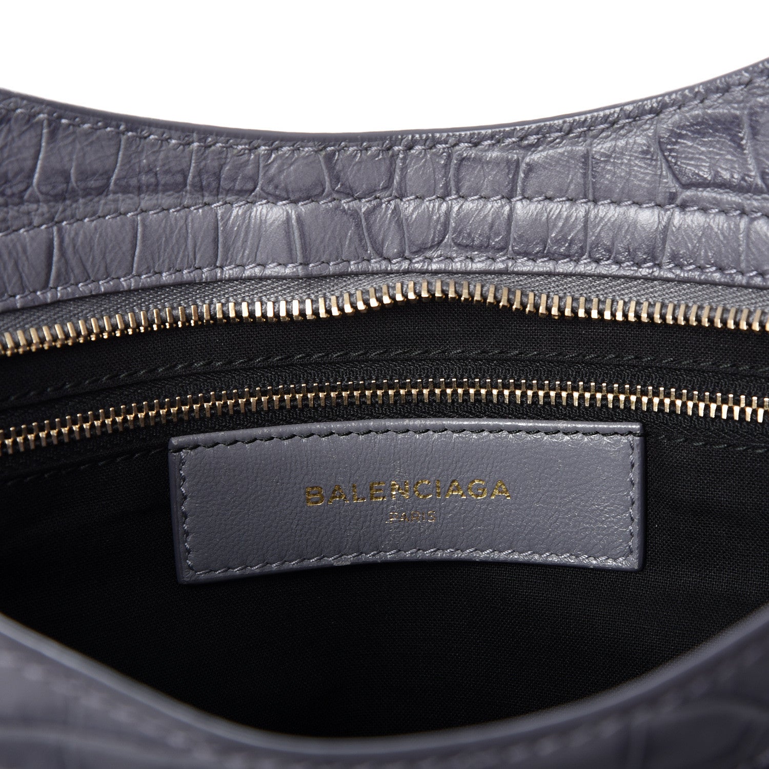 Balenciaga Calfskin Crocodile Embossed Giant 12 Gold Hardware City Gris Beton 6 of 14