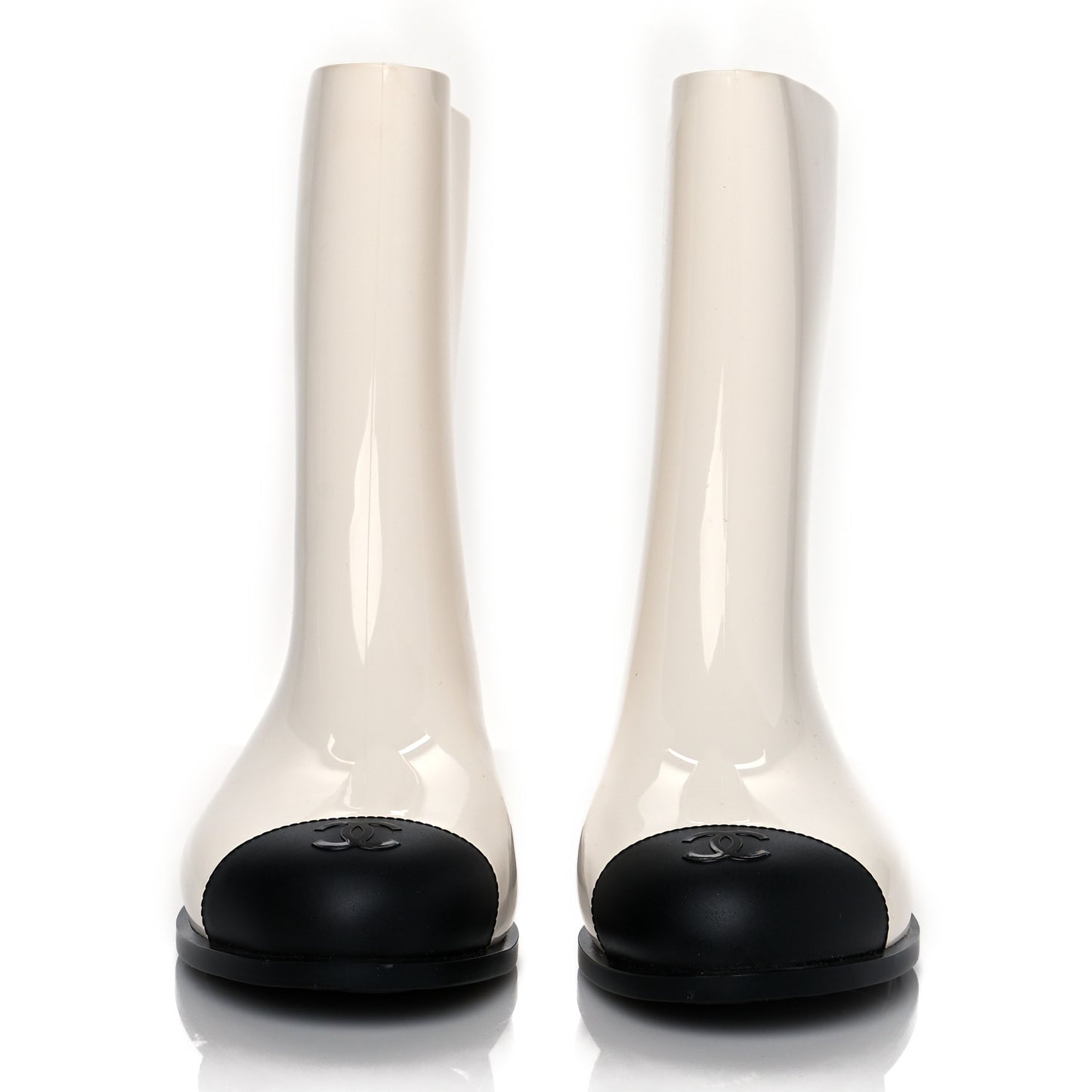 Rubber Rain Boots 37 Ivory Black