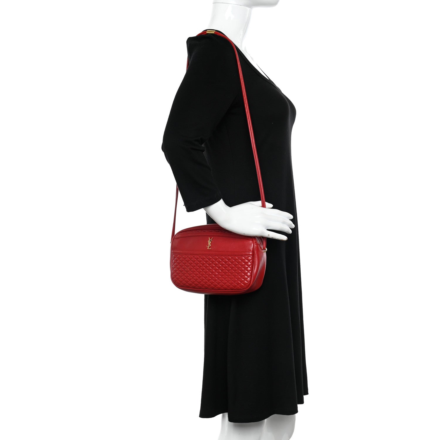 Saint Laurent Lambskin Quilted Monogram Victoire Camera Bag Rouge Eros 2 of 10