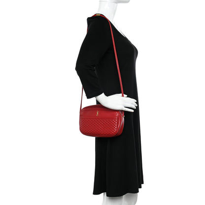 Saint Laurent Lambskin Quilted Monogram Victoire Camera Bag Rouge Eros 2 of 10
