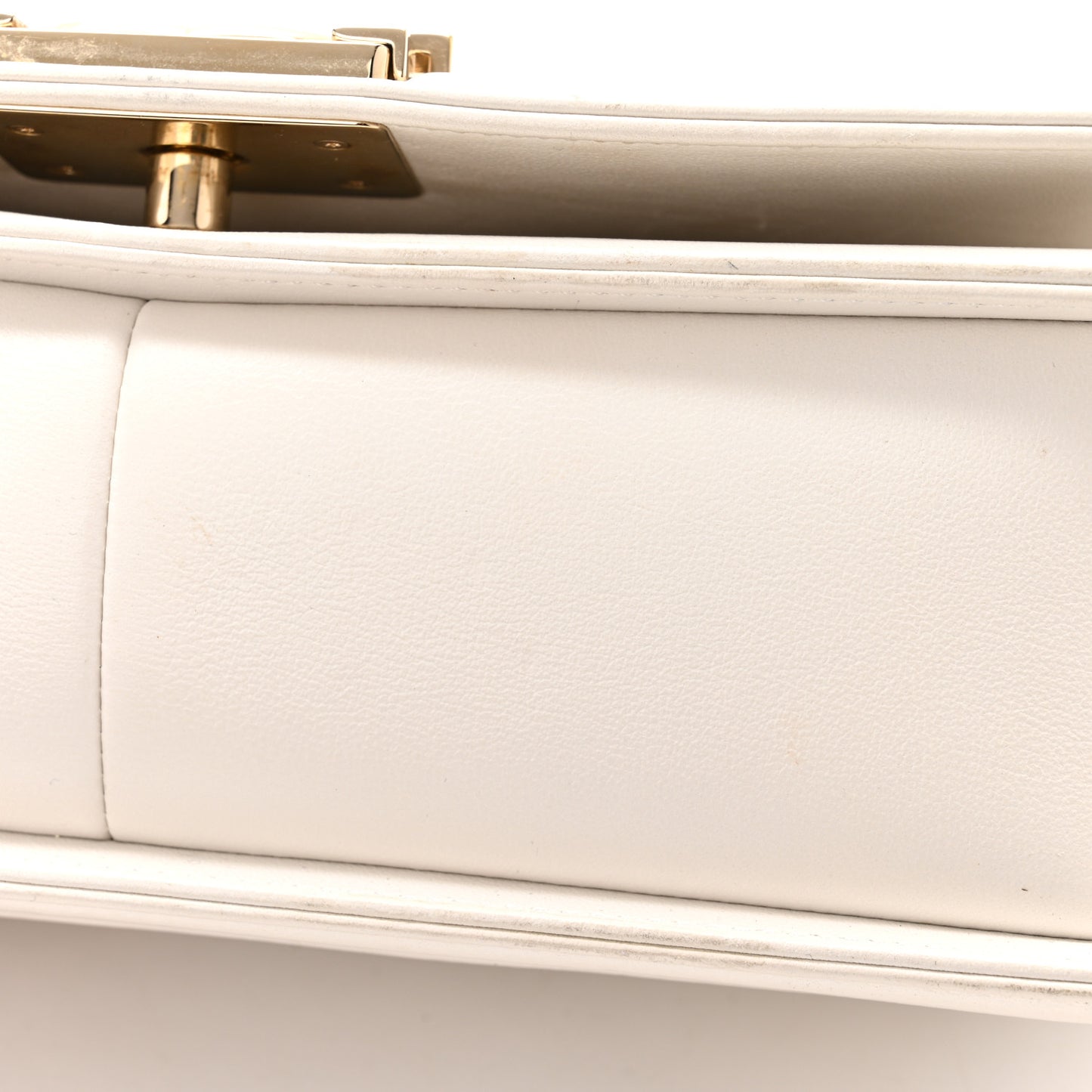Calfskin Quilted Medium Chain Embellished Boy Flap White