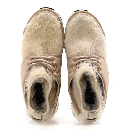Chanel Stretched Fabric Satin CC Womens Sneakers 37.5 Light Beige 2 of 8