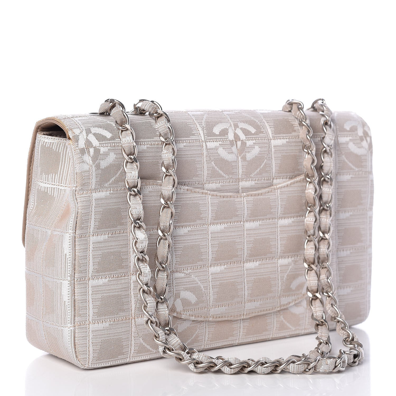 Chanel Nylon Medium Travel Flap Light Beige 3 of 17