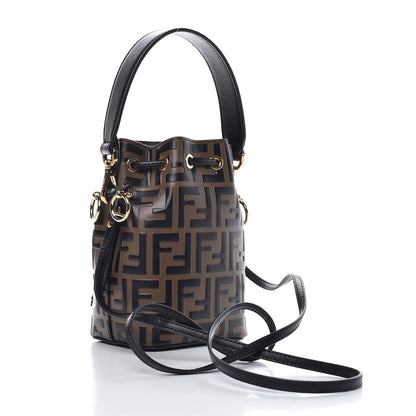 Fendi Vitello Liberty F is Fendi Bi-Color FF 1974 Embossed Mini Mon Tresor Bucket Bag Maya Black 4 of 8
