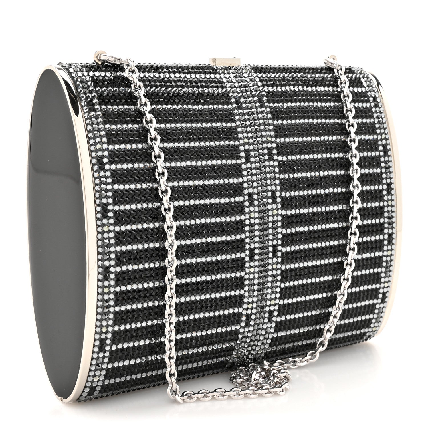 Judith Leiber Swarovski Crystal Minaudiere Clutch Black 3 of 9