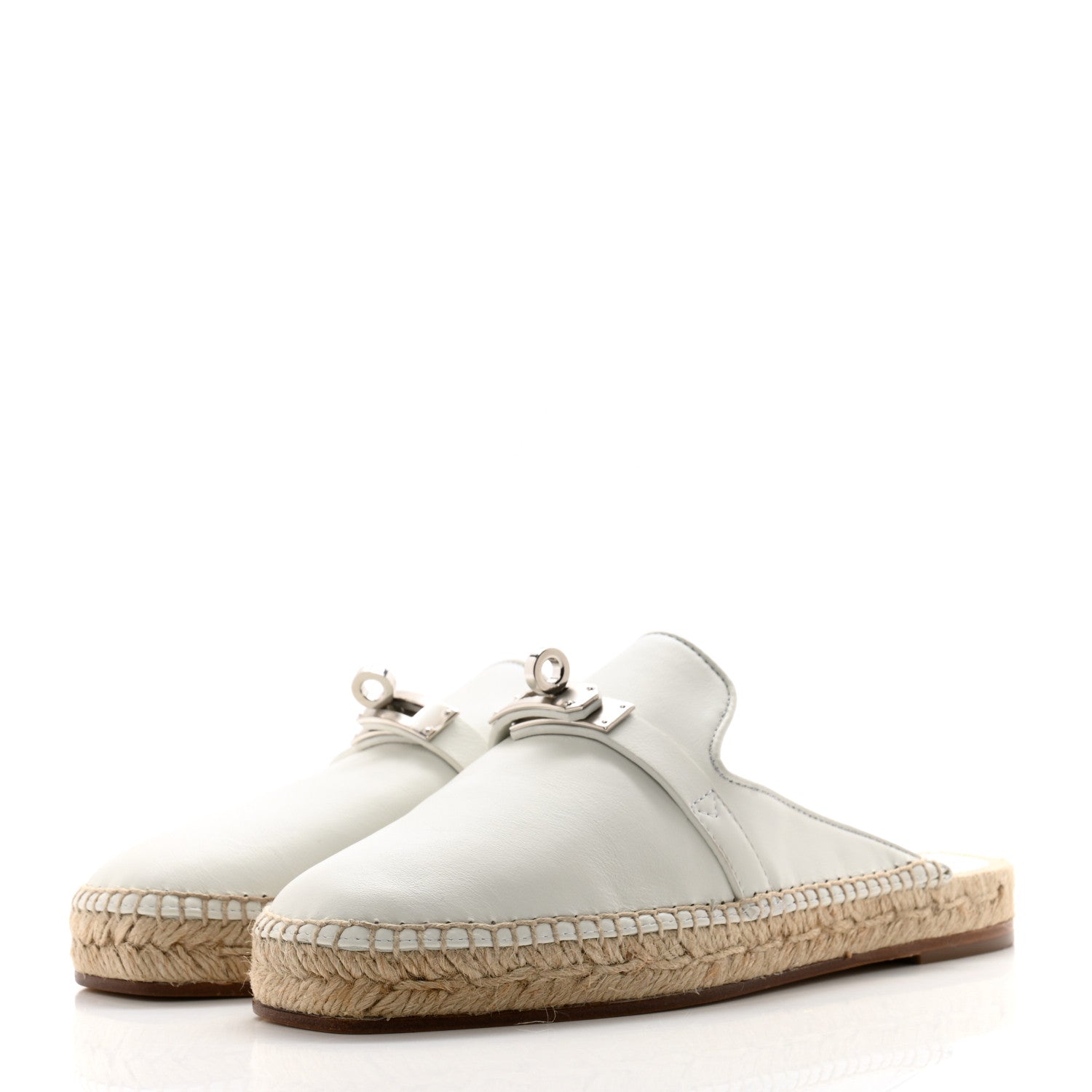 Hermes Calfskin Feria Espadrille 35 White 3 of 10