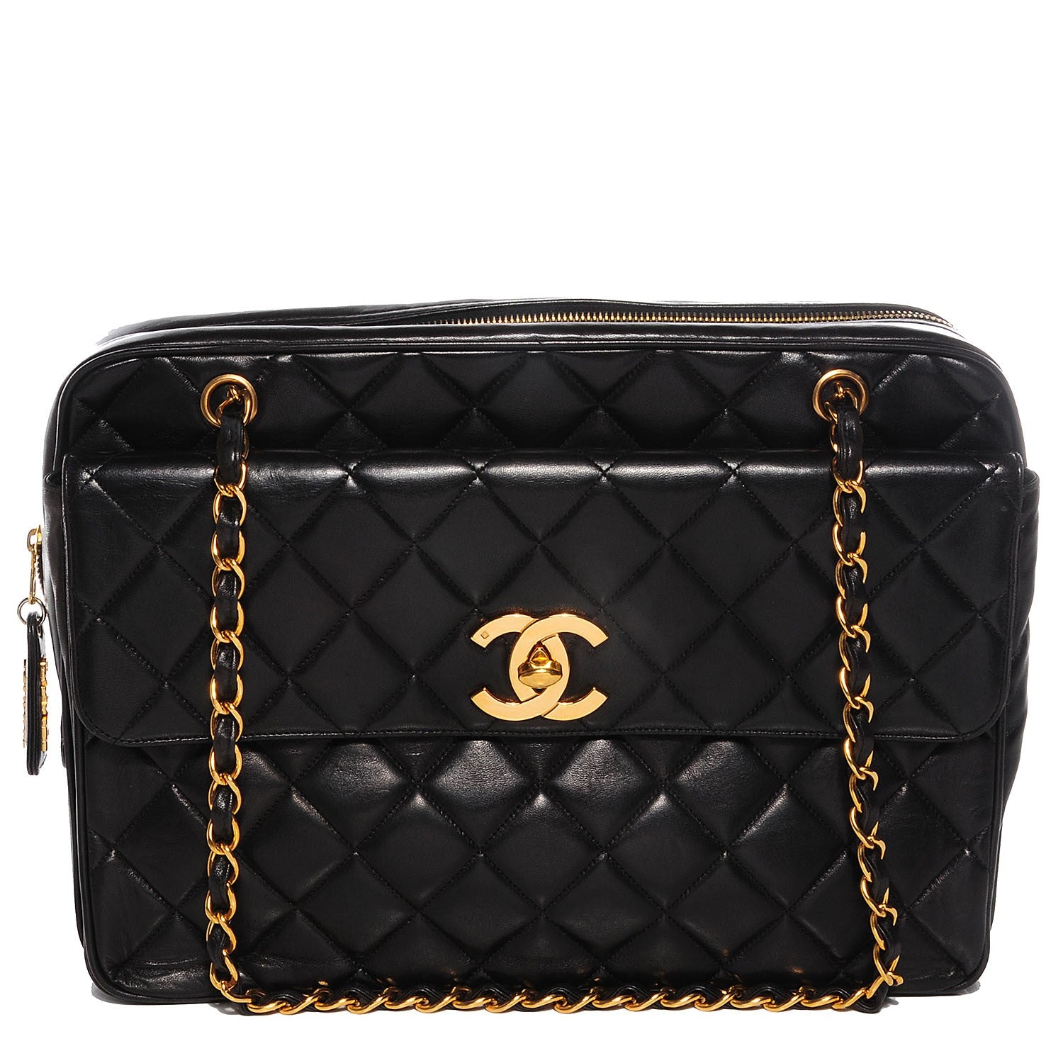 Chanel Lambskin Quilted Large Shoulder Bag Black 1 of 8