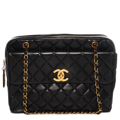 Chanel Lambskin Quilted Large Shoulder Bag Black 1 of 8