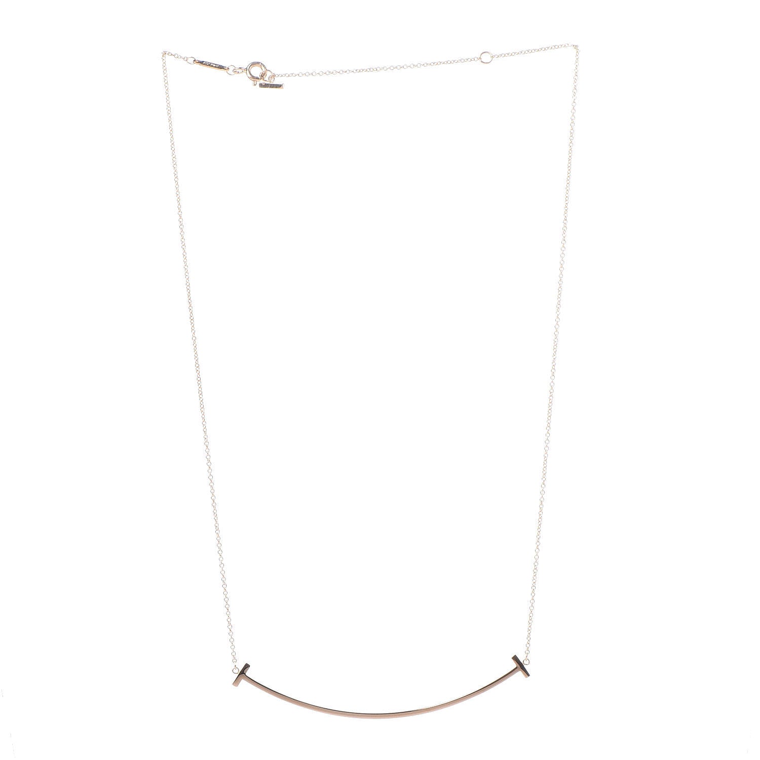 Tiffany 18K Rose Gold T Smile Pendant Necklace 3 of 6