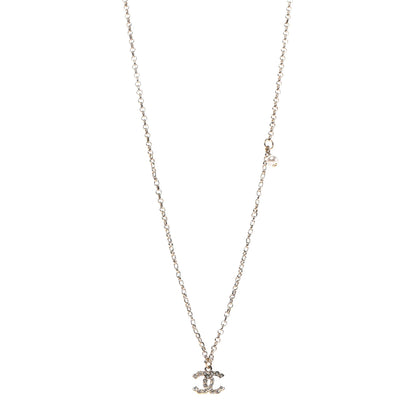 Chanel Pearl Crystal CC Pendant Necklace Gold 1 of 5