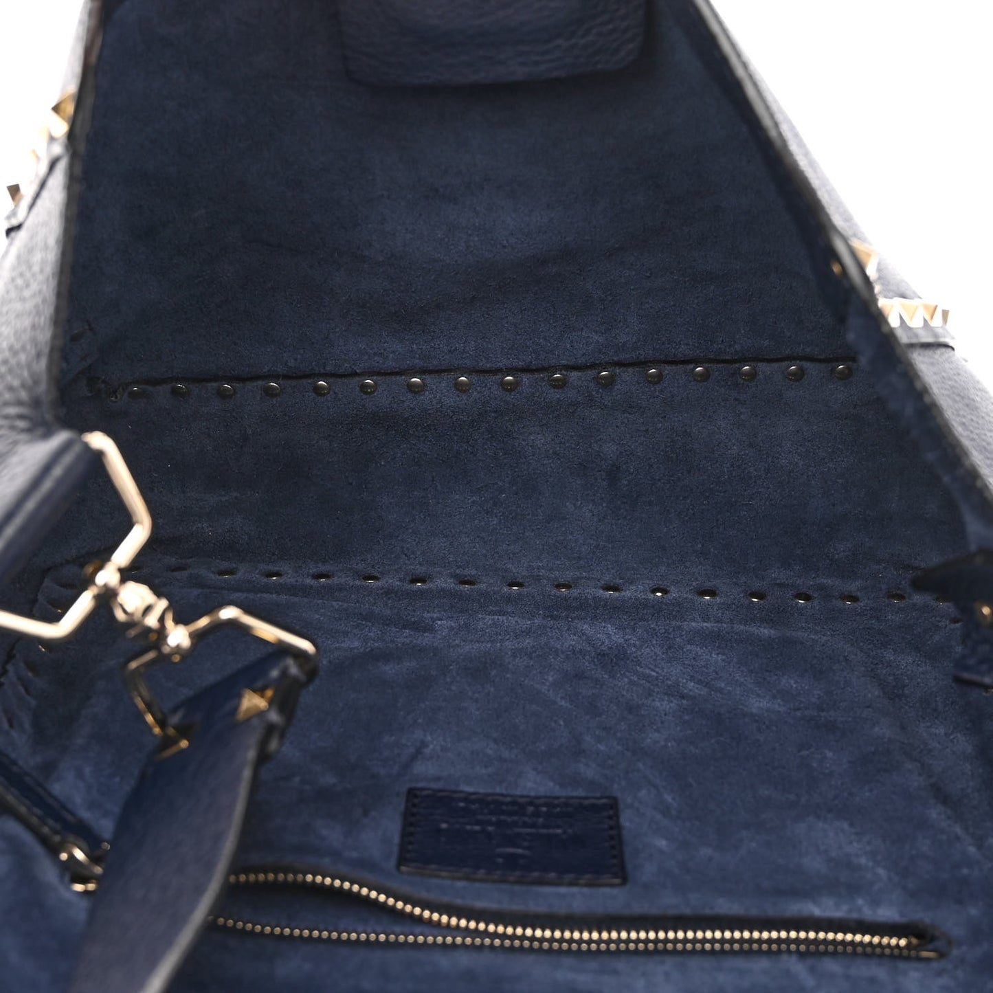 Pebbled Calfskin Rockstud Flip Lock Flap Messenger Satchel Marine