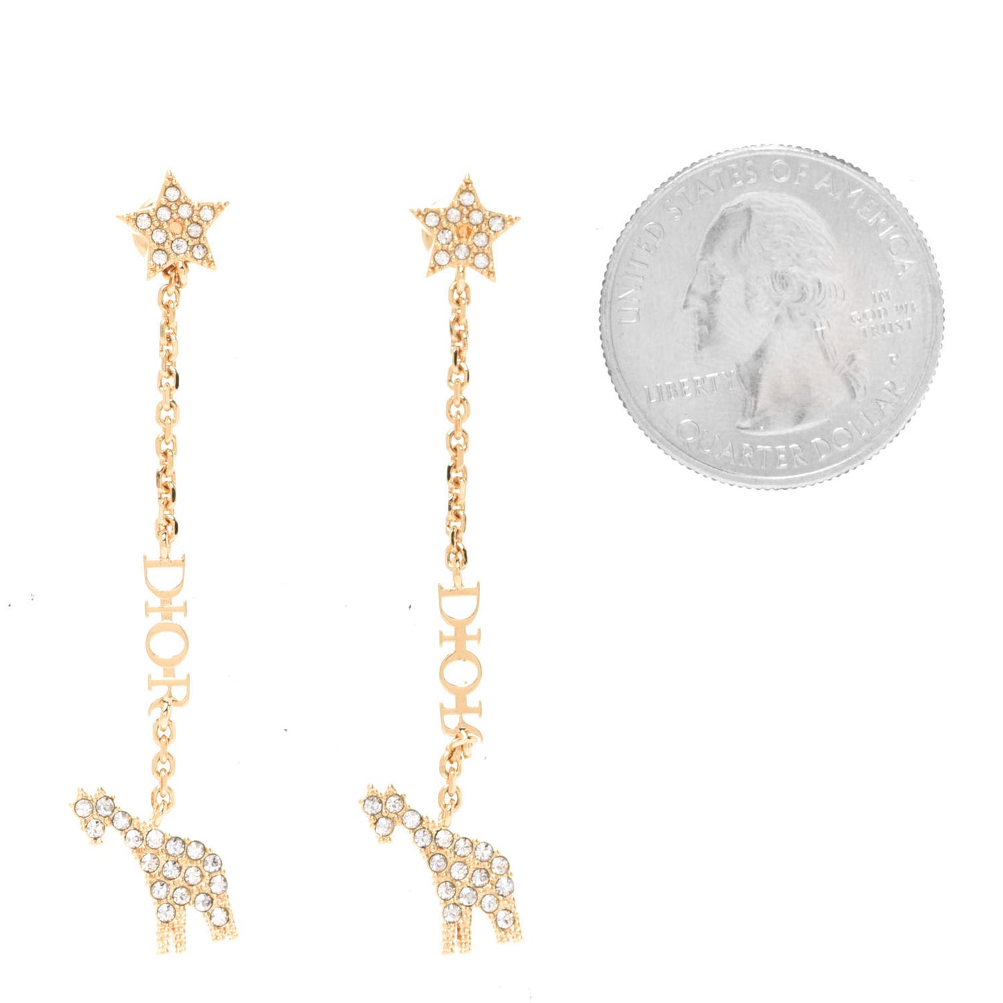 Crystal Diorable Giraffe Logo Drop Earrings Gold