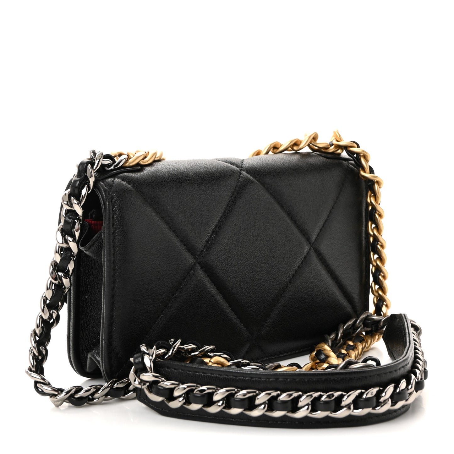 Lambskin Quilted Chanel 19 Clutch With Chain Black
