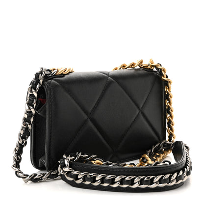 Chanel Lambskin Quilted Chanel 19 Clutch With Chain Black 3 of 11