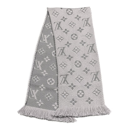 Louis Vuitton Wool Silk Logomania Scarf Pearl Grey 2 of 4