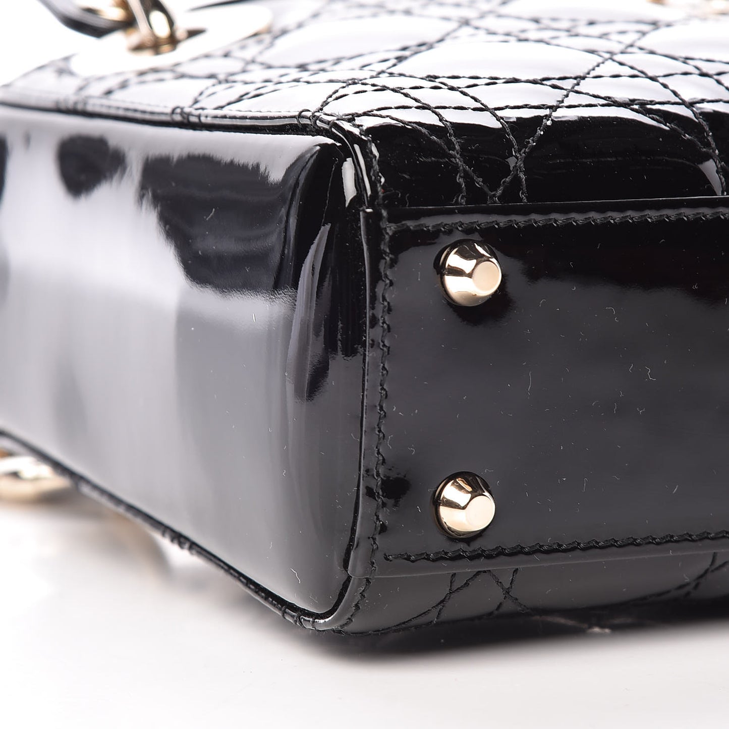 Patent Cannage Mini Lady Dior Black